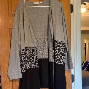 Belle by Kim Gravel Gray and Black Colorblock Cardigan size 4XP.